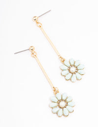 Mint Pearl Flower Bar Drop Earrings - link has visual effect only