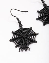 Black Spider Web Drop Earrings - link has visual effect only