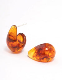 Neutral Tortoiseshell Droplet Huggie Earrings - link has visual effect only