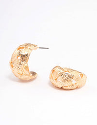 Gold Woven Textured Teardrop Hoop Earrings - link has visual effect only