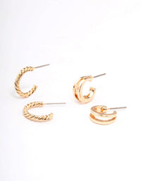 Gold Double Hoop & Spiral Earring Pack - link has visual effect only