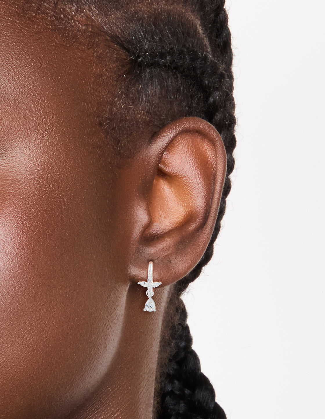Sterling Silver Trio Marquise Huggie Pear Earrings