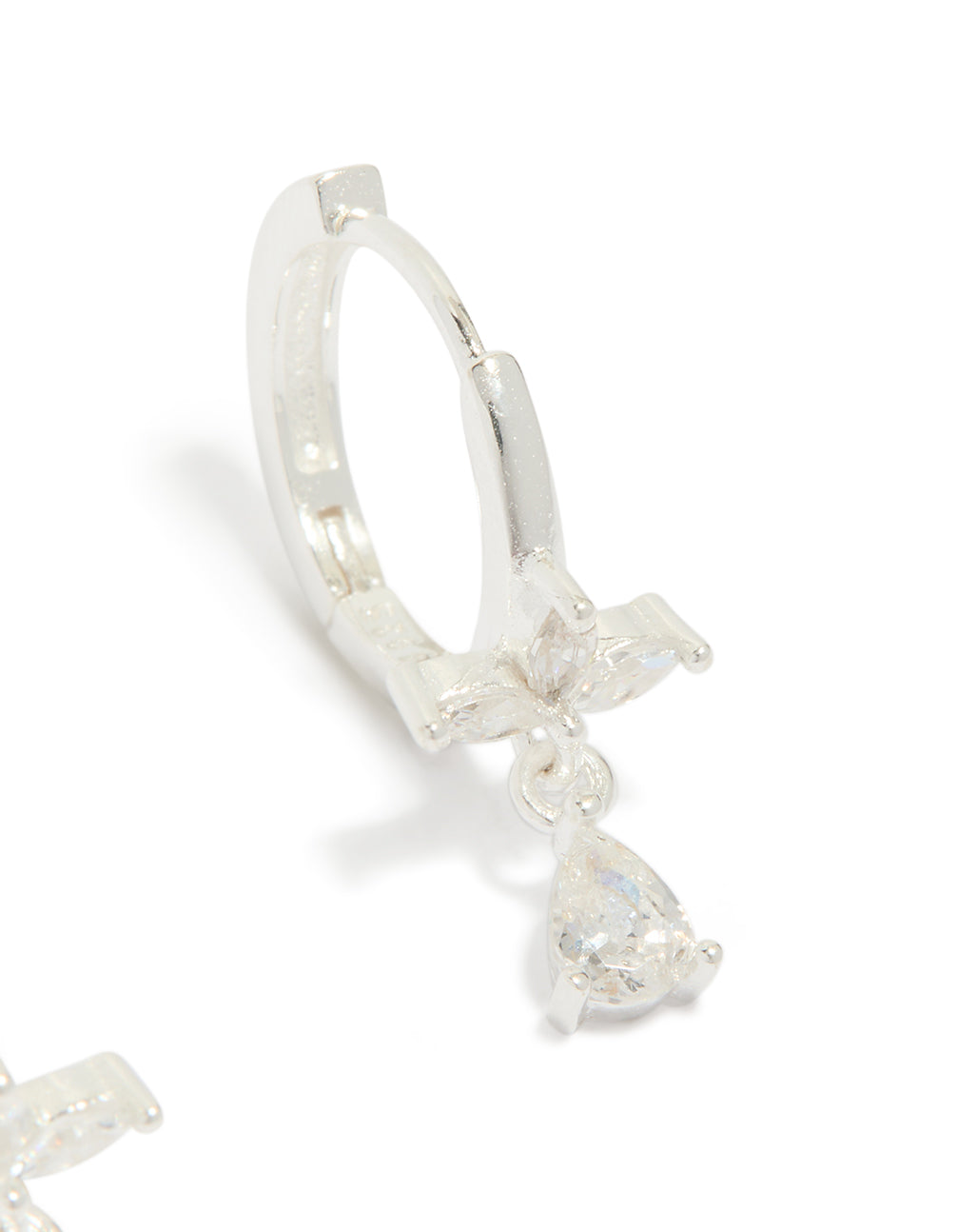 Sterling Silver Trio Marquise Huggie Pear Earrings