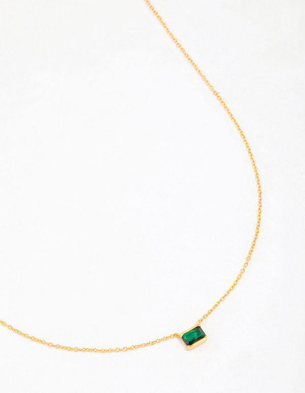 Gold Plated Sterling Silver Horizon Emerald Cut Necklace