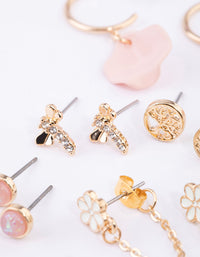Gold Floral Petal Bug Earrings 8-Pack - link has visual effect only