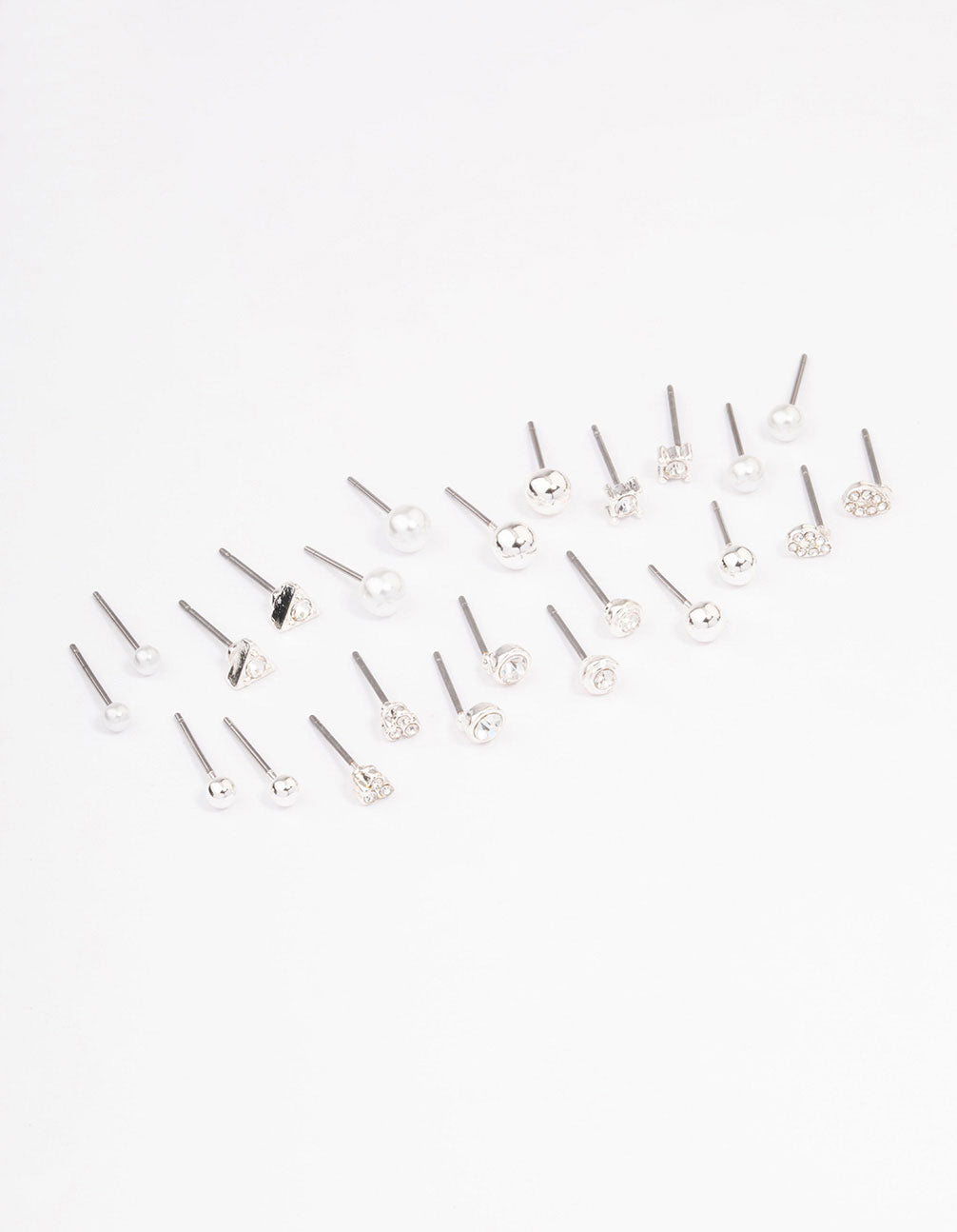 Silver Classic Pearl & Stone Earring 12-Pack