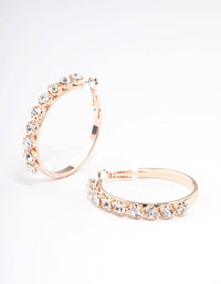 Rose Gold Diamante Round Medium Hoop Earrings - link has visual effect only