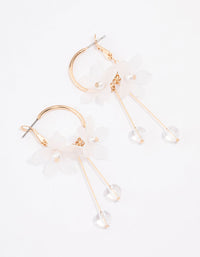 White Frosted Petal Stone Hoop Earrings - link has visual effect only
