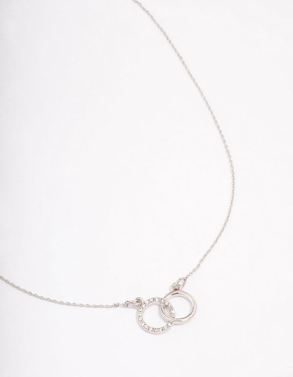 Silver Diamante Double Circle Link Short Necklace