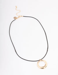 Gold Cord Metal Circle Short Necklace - link has visual effect only