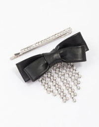Silver Fringe Bow Hair Clip Pack - link has visual effect only