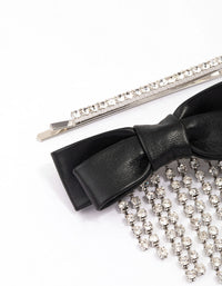 Silver Fringe Bow Hair Clip Pack - link has visual effect only