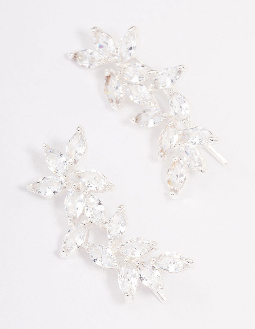 Silver Leaf Vine Crawler Drop Earrings