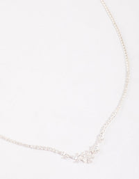 Silver Plated Cubic Zirconia Dainty Cup Chain Floral Necklace - link has visual effect only