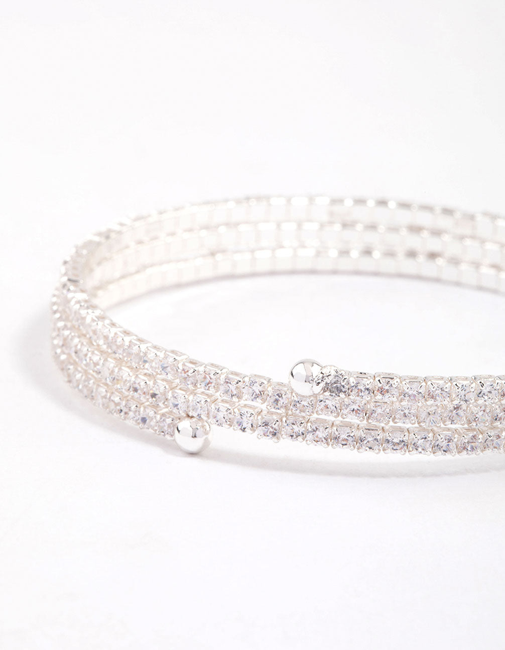 Silver Plated Triple Cup Chain Marquise Wrist Cuff