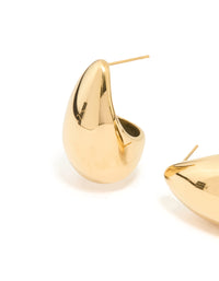 Waterproof Gold Plated Stainless Steel Large Teardrop Earrings - link has visual effect only