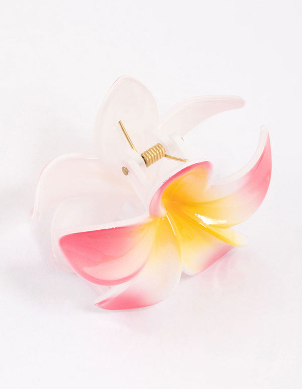Pink Frangipani Hair Claw Clip