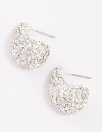 Silver Paved Teardrop Stud Earrings - link has visual effect only