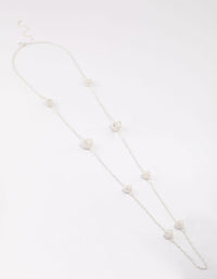 Silver Decorative Diamante Long Necklace - link has visual effect only