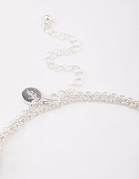 Silver Decorative Diamante Long Necklace - link has visual effect only