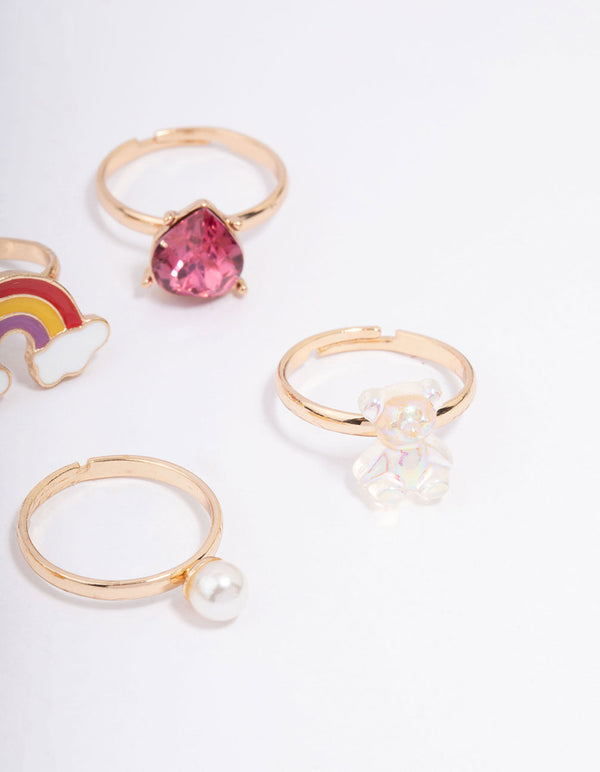 Pink Claire's Rings Ring Pack Kids Rainbow Ring Claire's Club