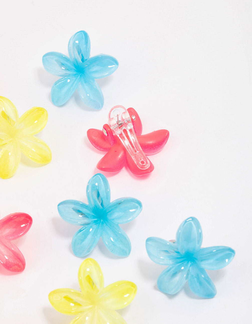 Kids Pastel Frangipani Flower Hair Clips 12-Pack