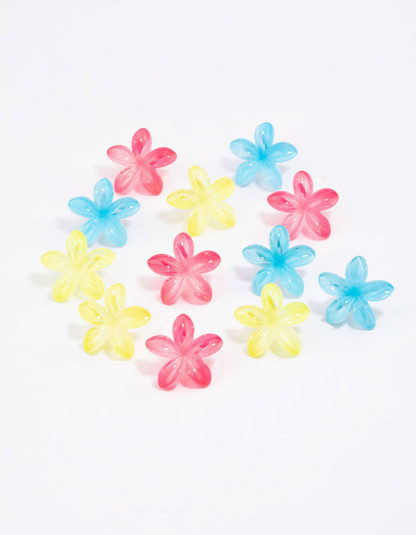 Kids Pastel Frangipani Flower Hair Clips 12-Pack