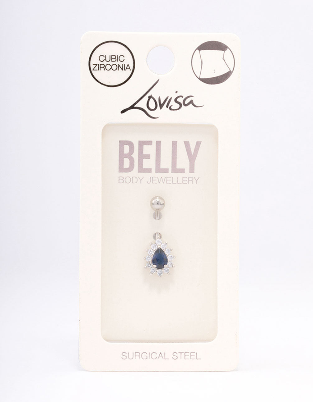 Surgical Steel Cubic Zirconia Spikey Pear Belly Ring