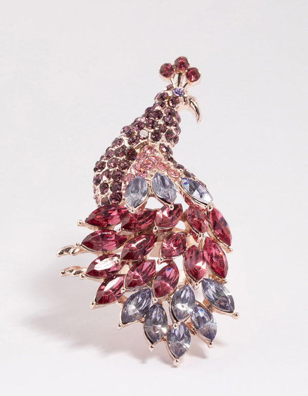 Rose Gold Sparkly Peacock Ring