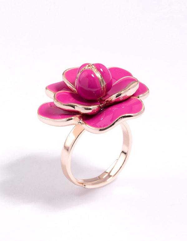 Rose Gold Enamel Flower Ring