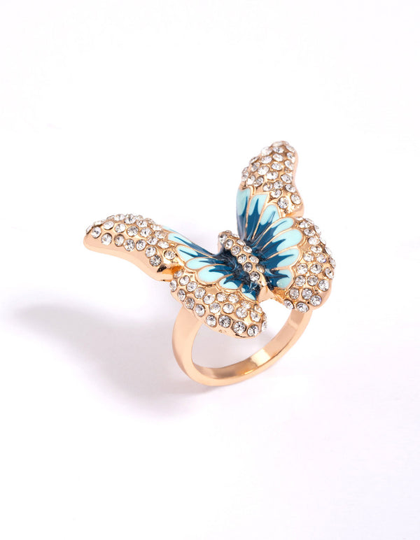 Gold Grand Butterfly Cocktail Ring