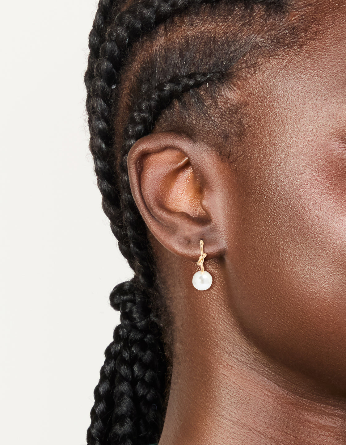 Gold Small Pearly Knotted Drop Earrings