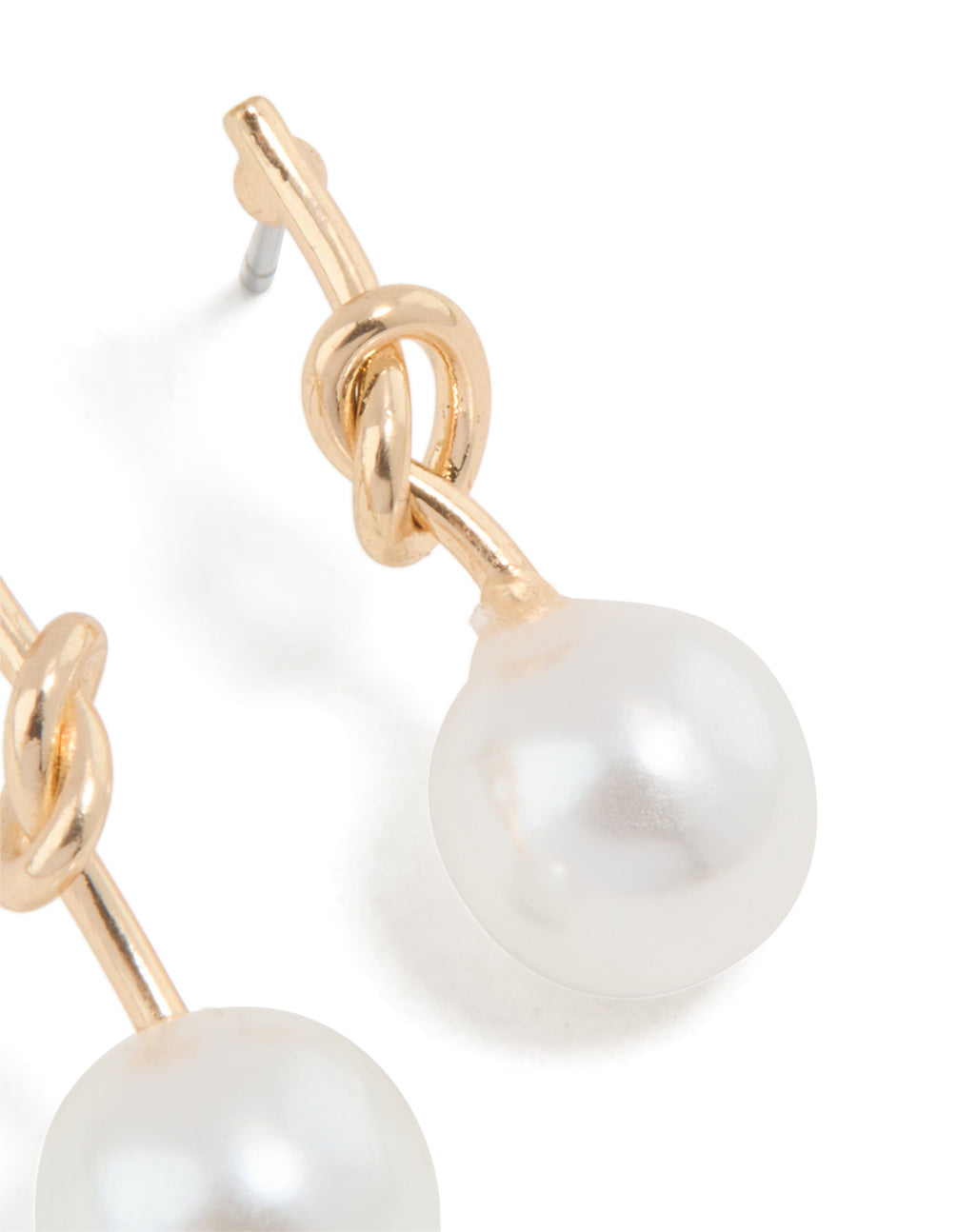 Gold Small Pearly Knotted Drop Earrings