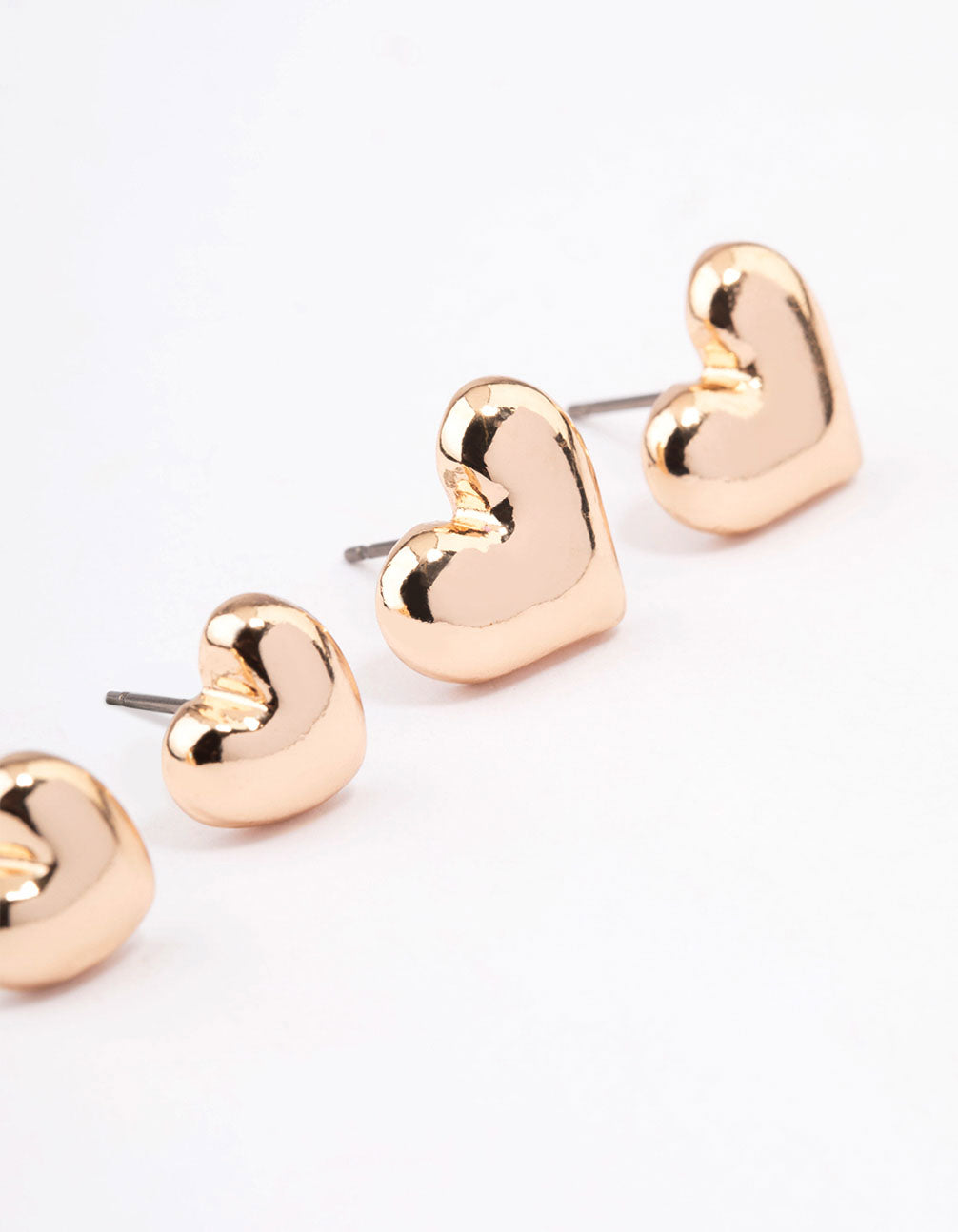 Gold Chunky Heart Stud Earring Pack