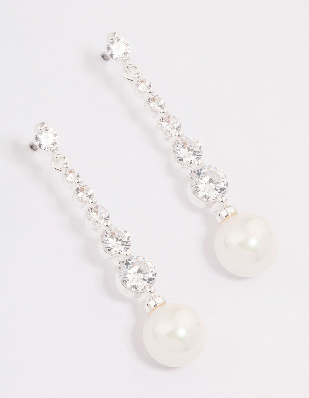 Silver Cubic Zirconia Pearl Drop Earrings
