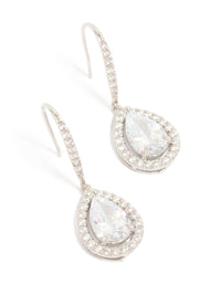 Silver Cubic Zirconia Teardrop Earrings - link has visual effect only