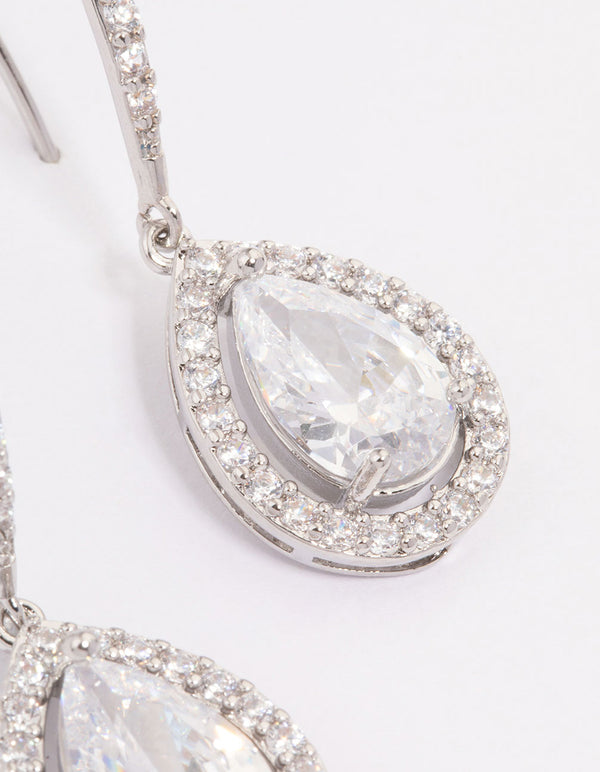 Silver Cubic Zirconia Teardrop Earrings