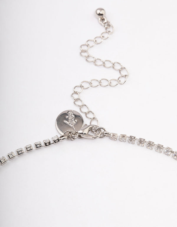 Silver Cubic Zirconia Double Row Jewellery Set