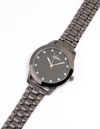 Coated Black Metal Square Crystal Marker Watch - link has visual effect only