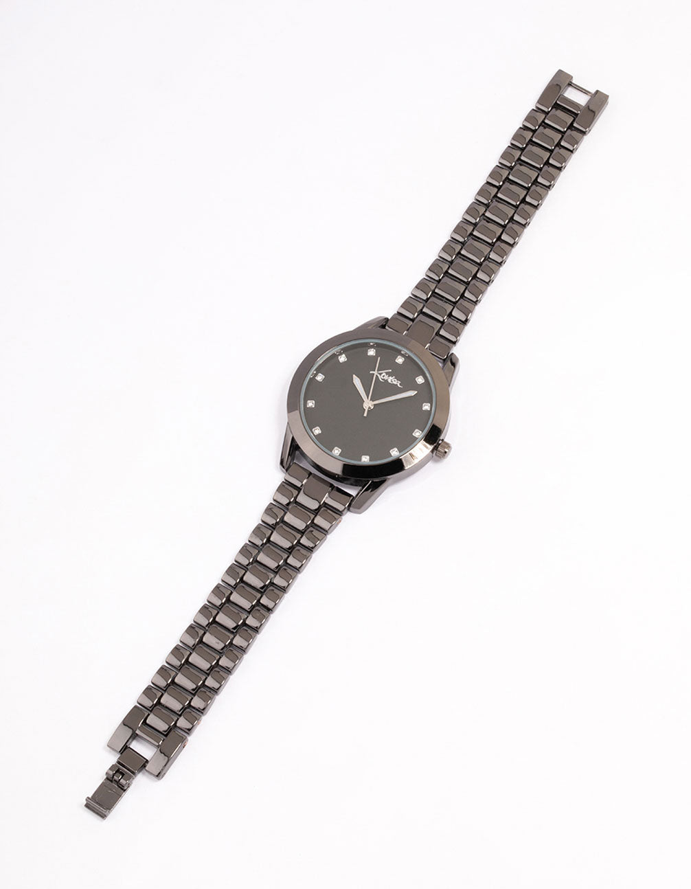 Coated Black Metal Square Crystal Marker Watch