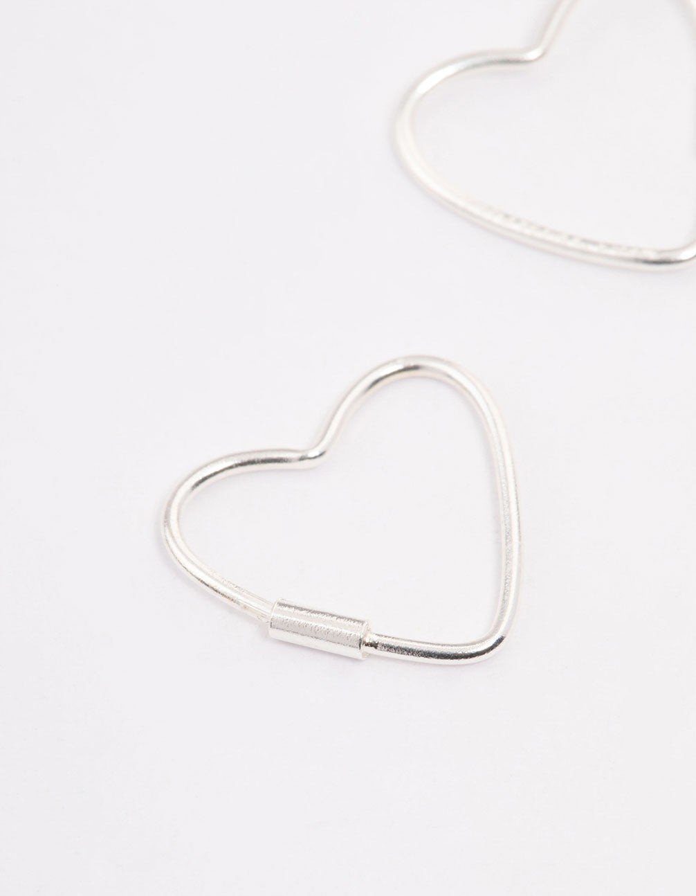 Sterling Silver Heart Hoop Earrings 12mm