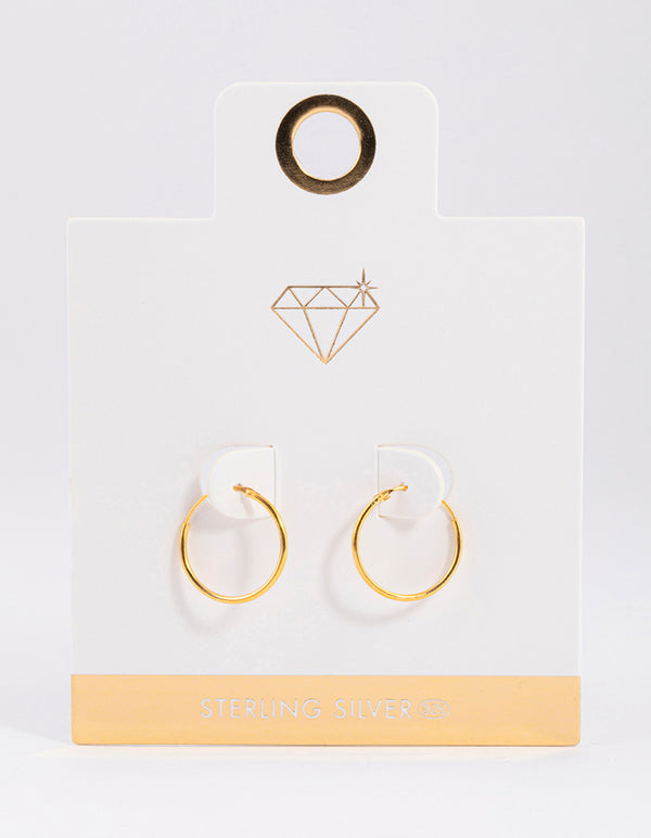 Gold Plated Sterling Silver Hoop Earrings 16mm