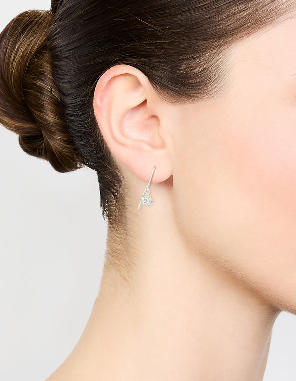 Sterling Silver Fire Ball Drop Earrings