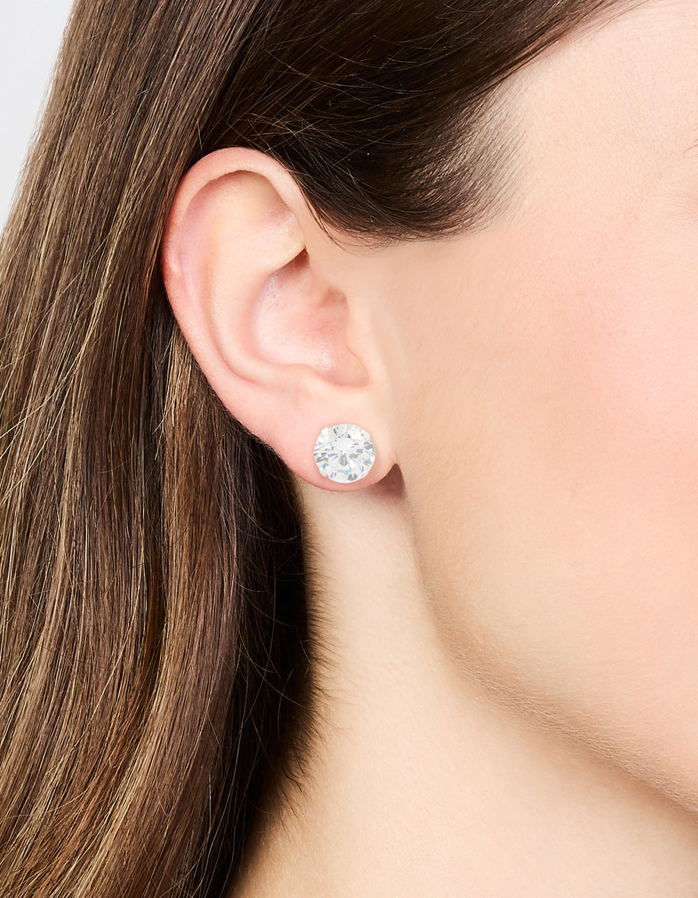 Sterling Silver Double Cubic Zirconia Stud Earrings
