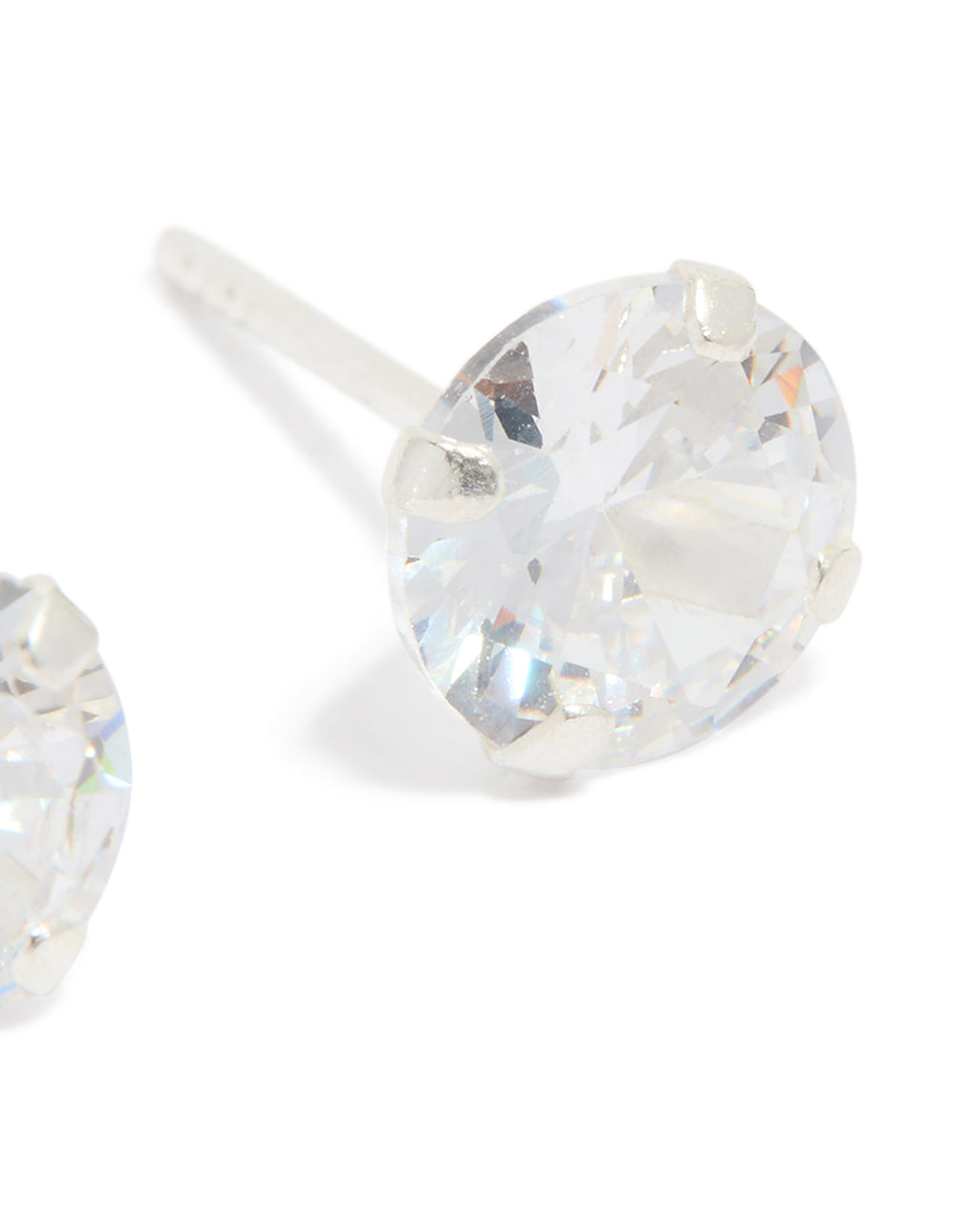 Sterling Silver Cubic Zirconia Simple Stud Earrings
