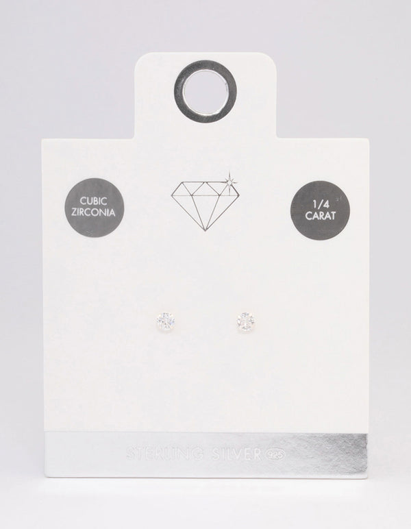Sterling Silver Cubic Zirconia Crystal Stud Earrings