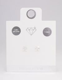 Sterling Silver Square Cubic Zirconia Stud Earrings - link has visual effect only