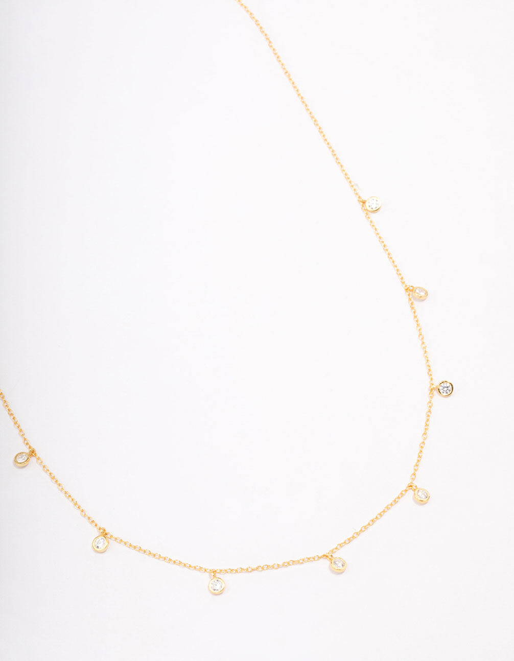 Gold Plated Sterling Silver Cubic Zirconia Droplet Pendant Necklace
