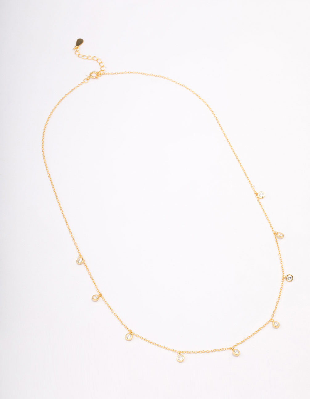 Gold Plated Sterling Silver Cubic Zirconia Droplet Pendant Necklace