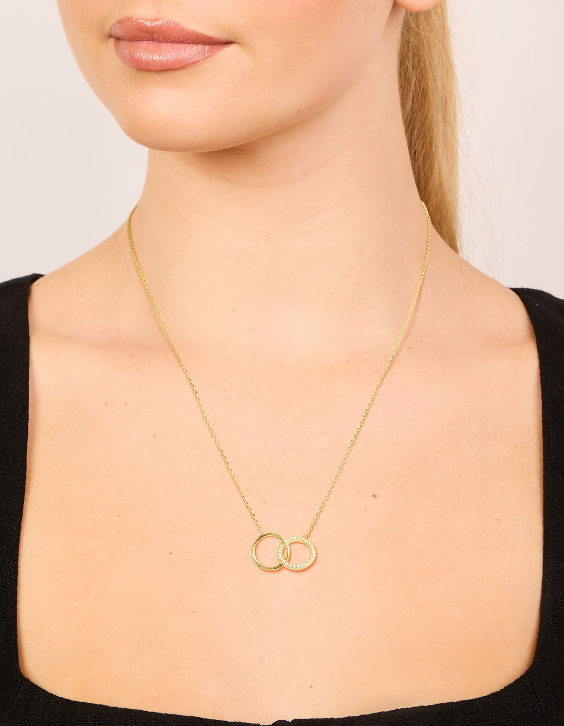 Gold Plated Sterling Silver Paved Link Hoop Necklace